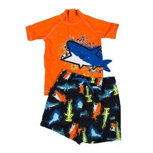 Next Swim Outfit Board Shorts And Rash Guard Sharks Size 18-24 Months